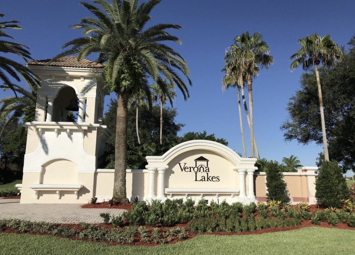 Verona Lakes gated lakefront community entrance in Boynton Beach, Florida